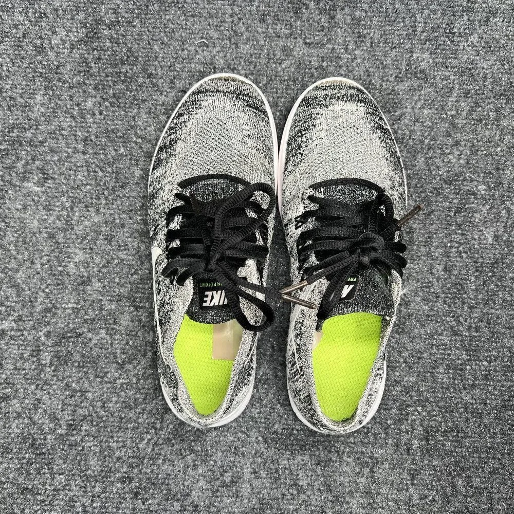 Nike Free RN Flykint 2017 Running Shoes Women's Size 6 Black White Oreo Athletic